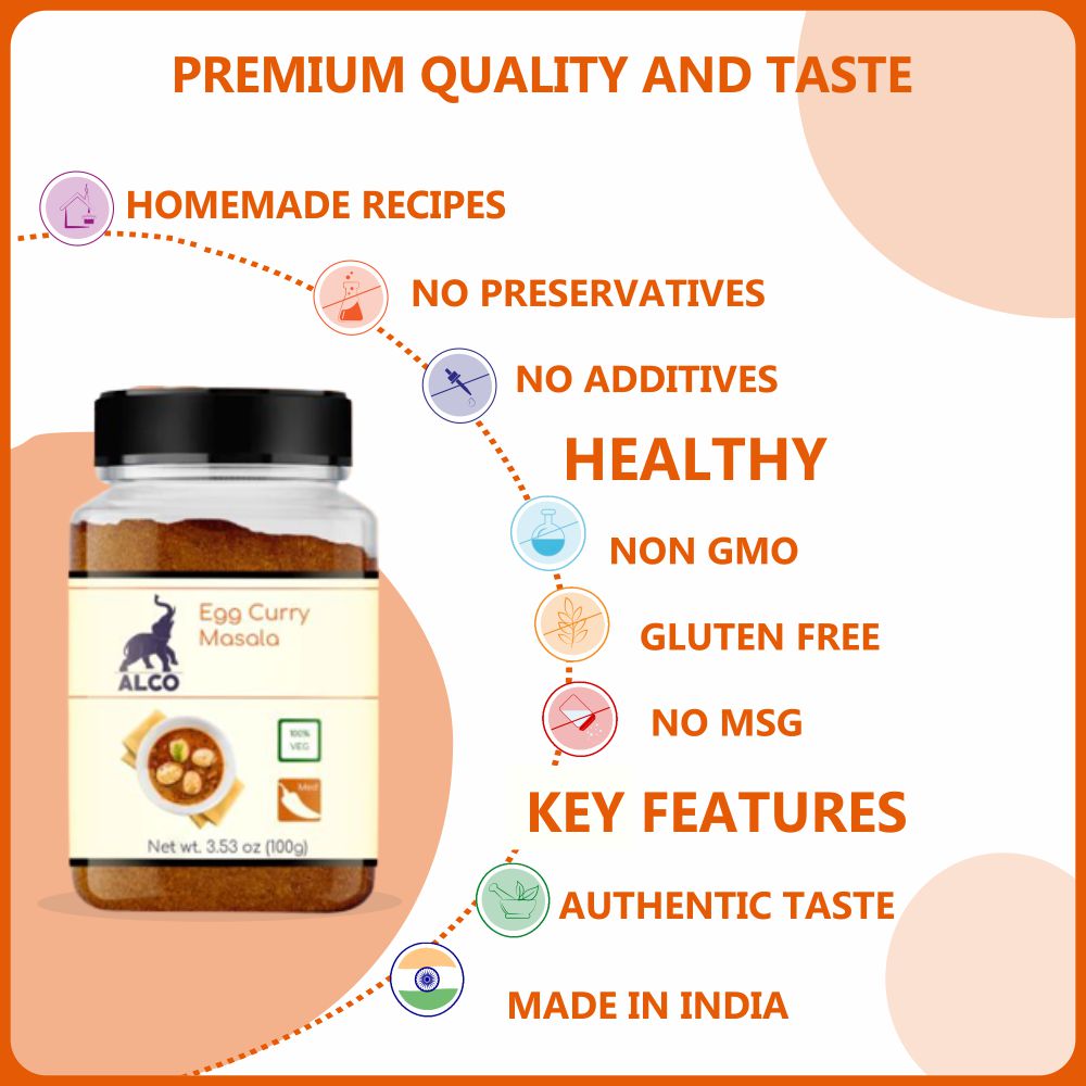 alco foods alco foods Egg Curry Masala 100g Jar- Feature