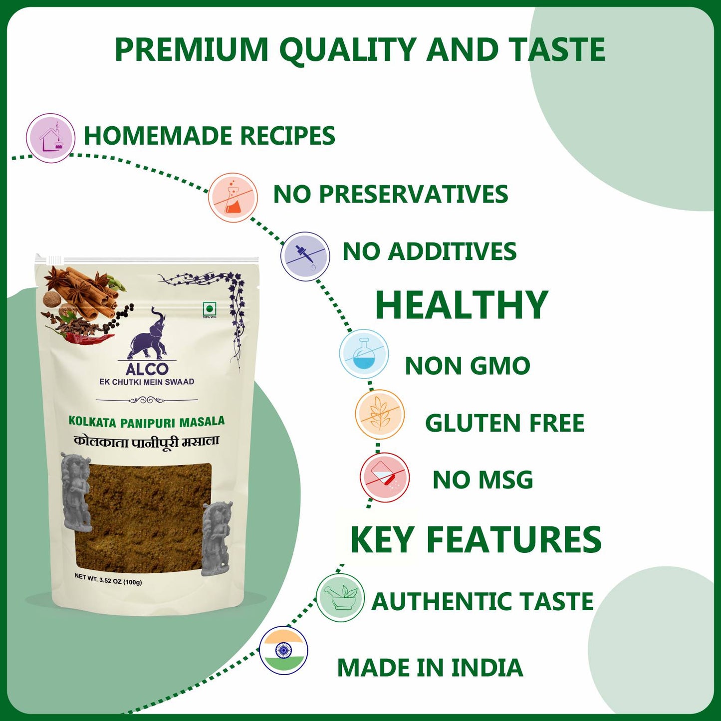 alco foods Panipuri Masala 100g- Feature