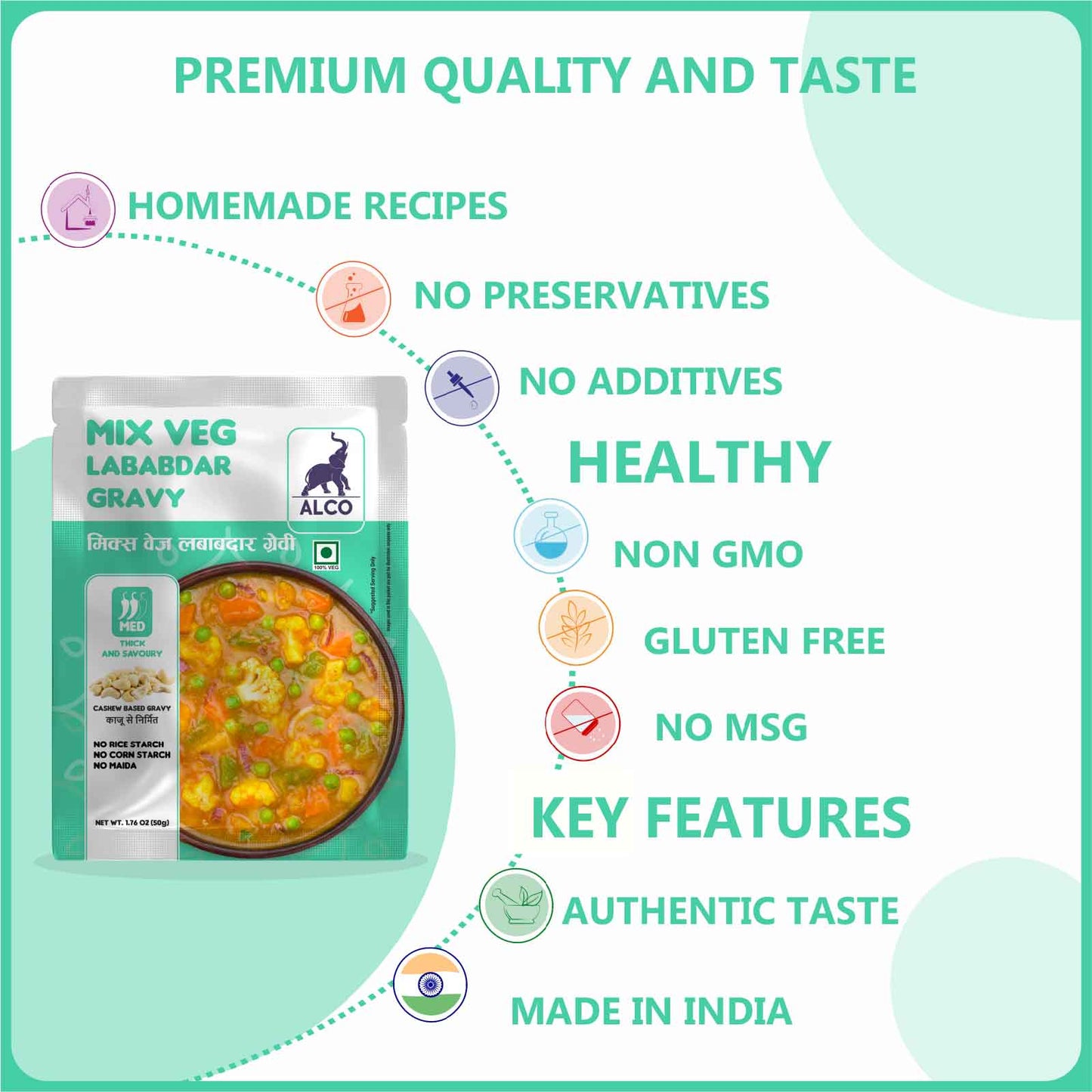 Alcofoods Mix Veg Lababdar Gravy 50g - Feature