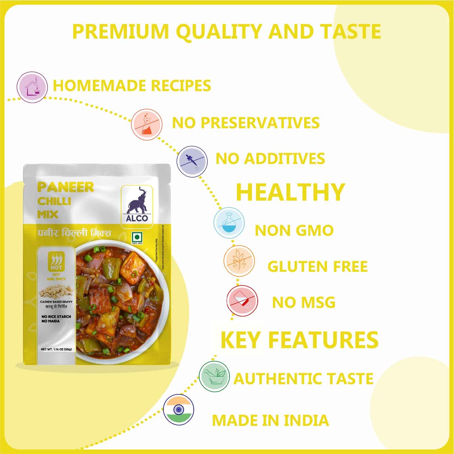 Alcofoods Paneer Chilli Mix Gravy 50g - Feature