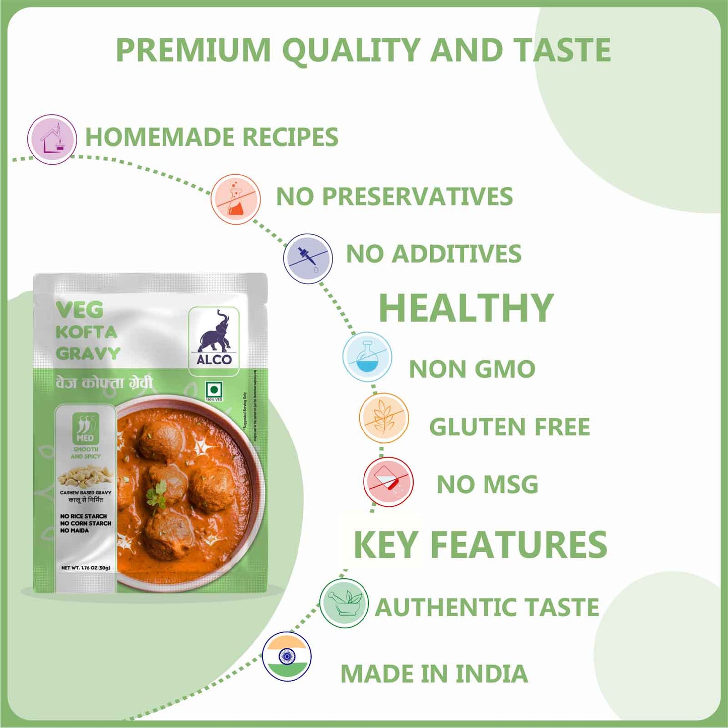 Alcofoods Veg Kofta Gravy 50g - Feature