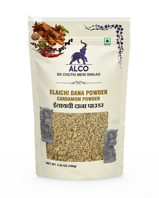 alco foods Elaichi Dana Powder 100g front