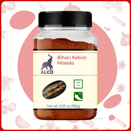 alco foods Bihari Kebab Masala 100g Jar- Front