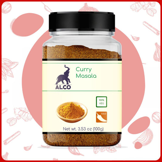 alco foods Curry Masala 100g Jar- Front