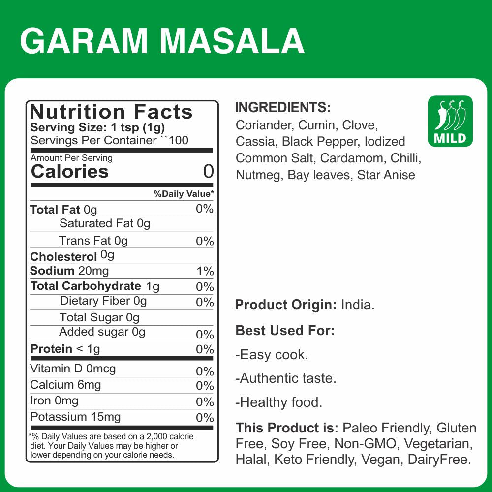 alco foods Garam Masala 100g- Nutrition