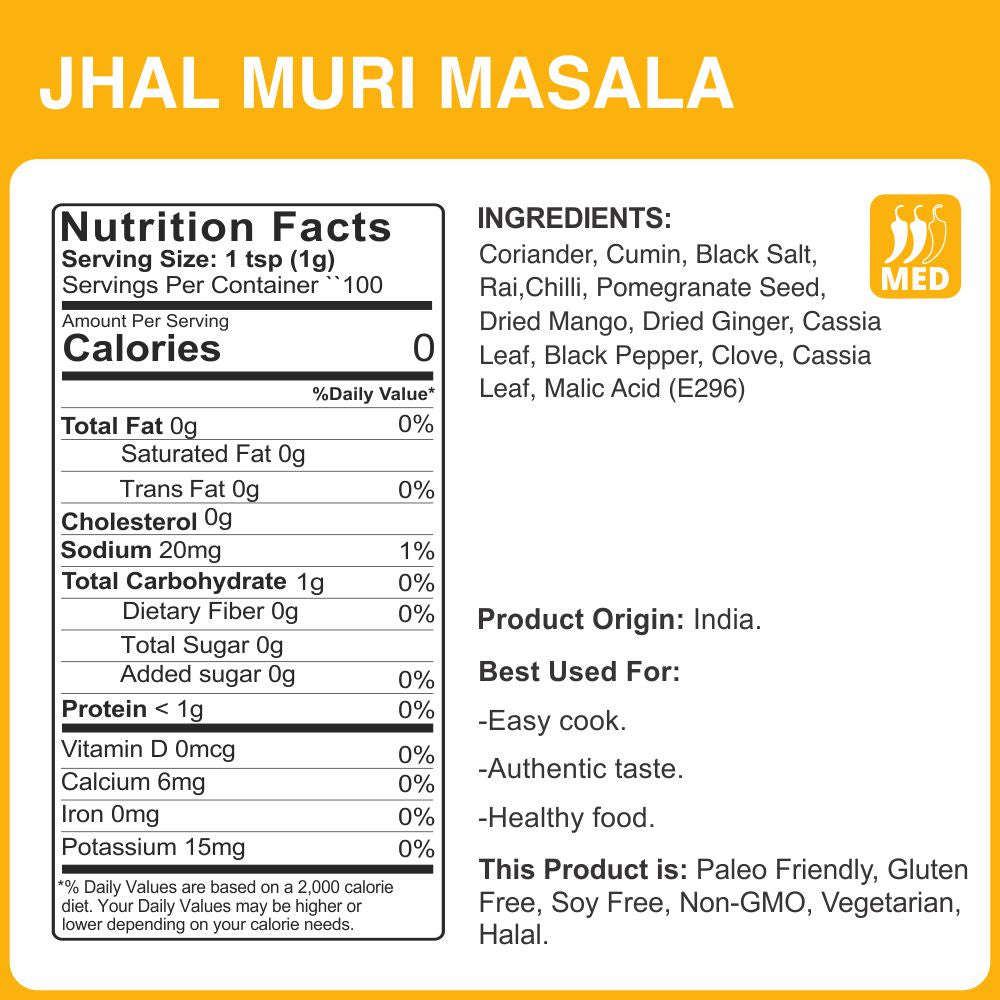 alco foods Jhalmuri Masala 100g Jar- Nutrition