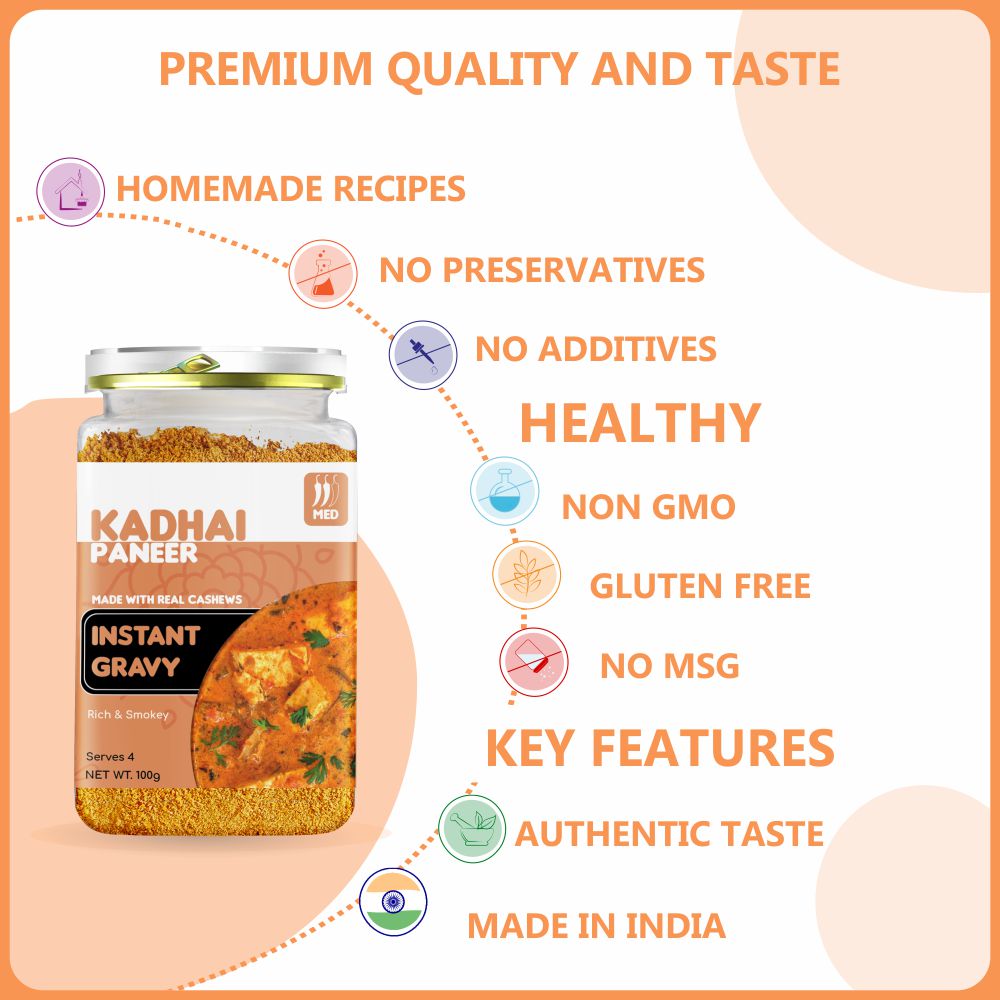 alcofoods Kadhai Paneer Gravy 100g Jar- Features