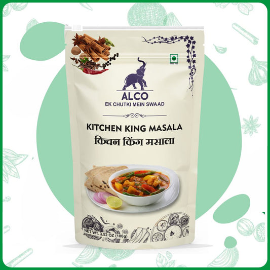 alco foods Kitchen King Masala 100g- Front