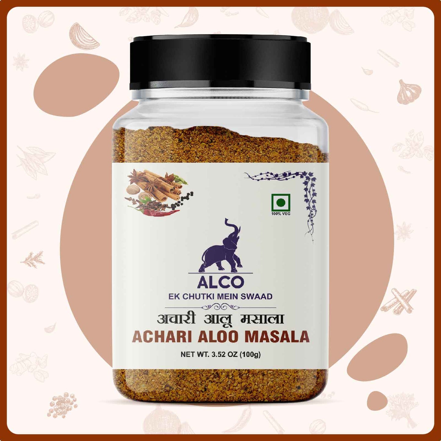 alco foods Achari Aloo Masala 100g Jar