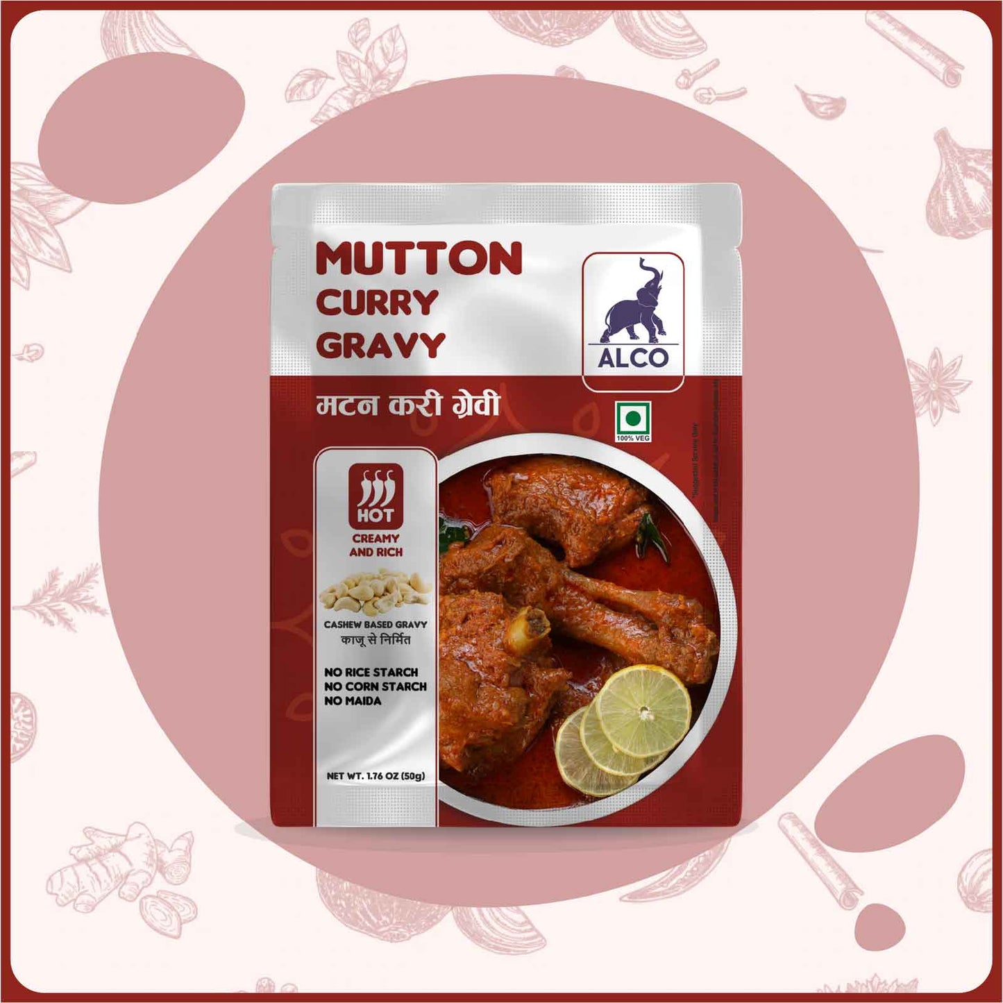 Alcofoods Mutton Curry Gravy 50g - Front
