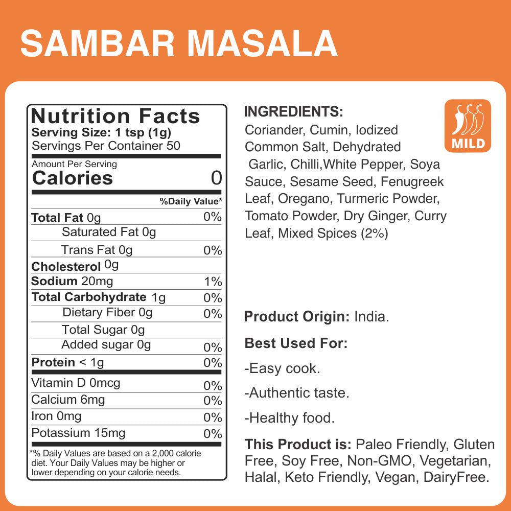 alco foods Sambar Masala 100g- Nutrition