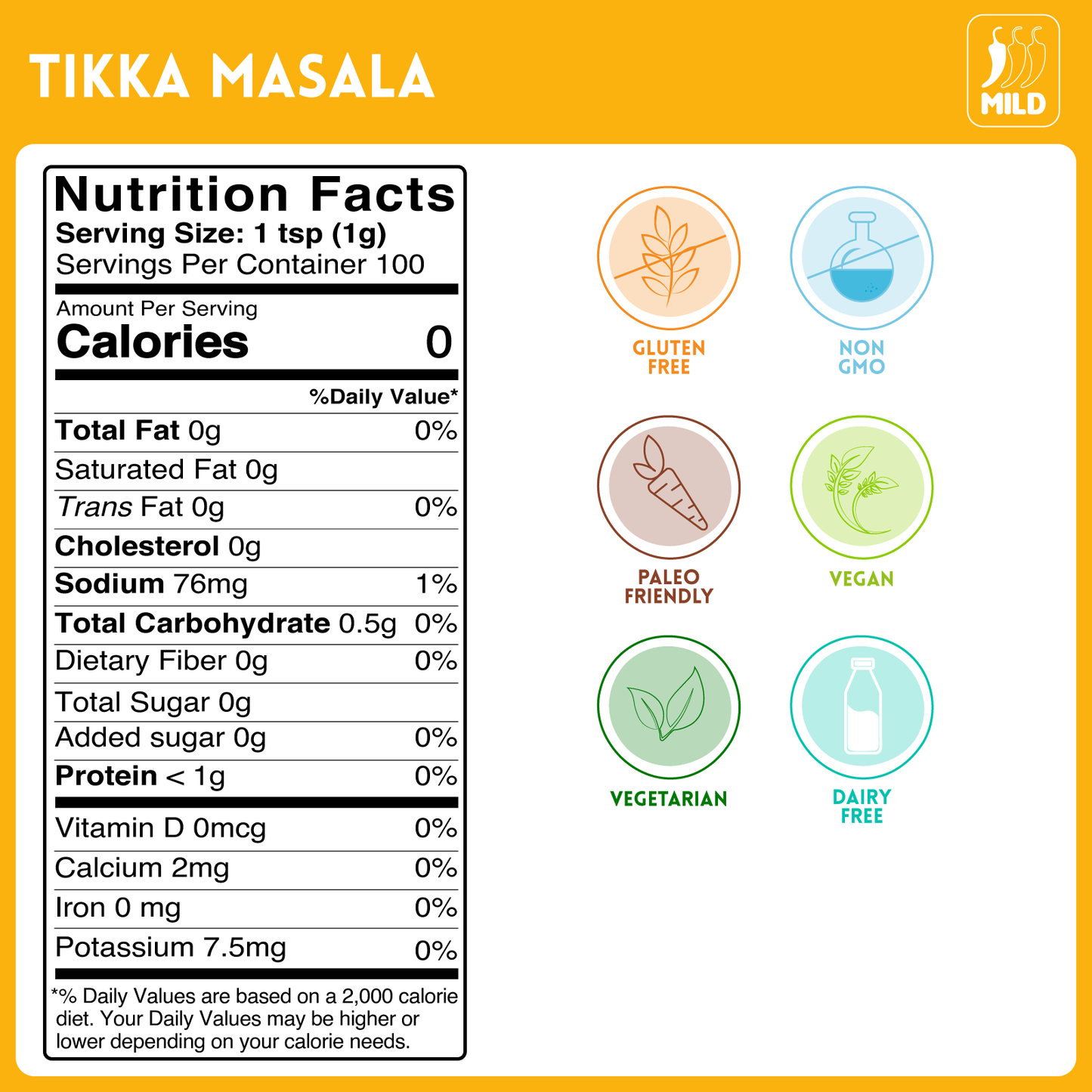 alco foods Tikka Masala 100g Jar- Nutrition