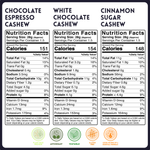 alcofoods Variety Pack Sweet Cashews- Nutrition